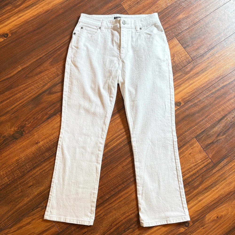 Eileen Fisher White Stretch Organic Bootcut Crop Jean 2P NWT